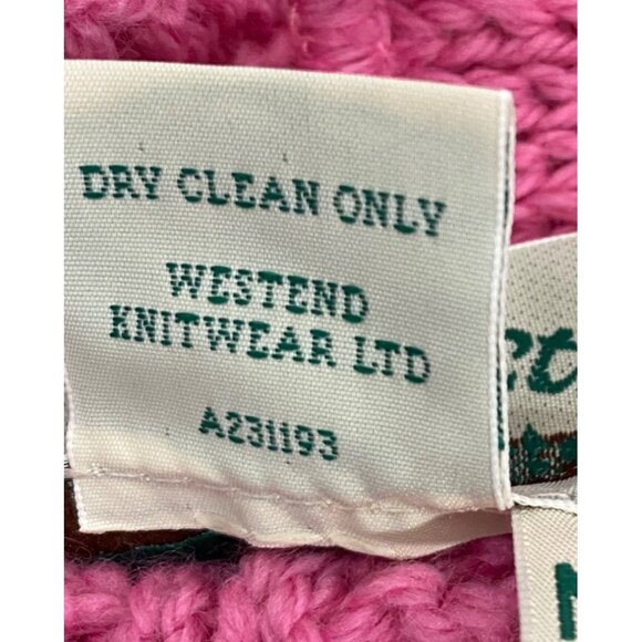 Aran Crafts Pink Cable Knit Merino Wool Cardigan Sweater M colorful pink scallop - Picture 6 of 10